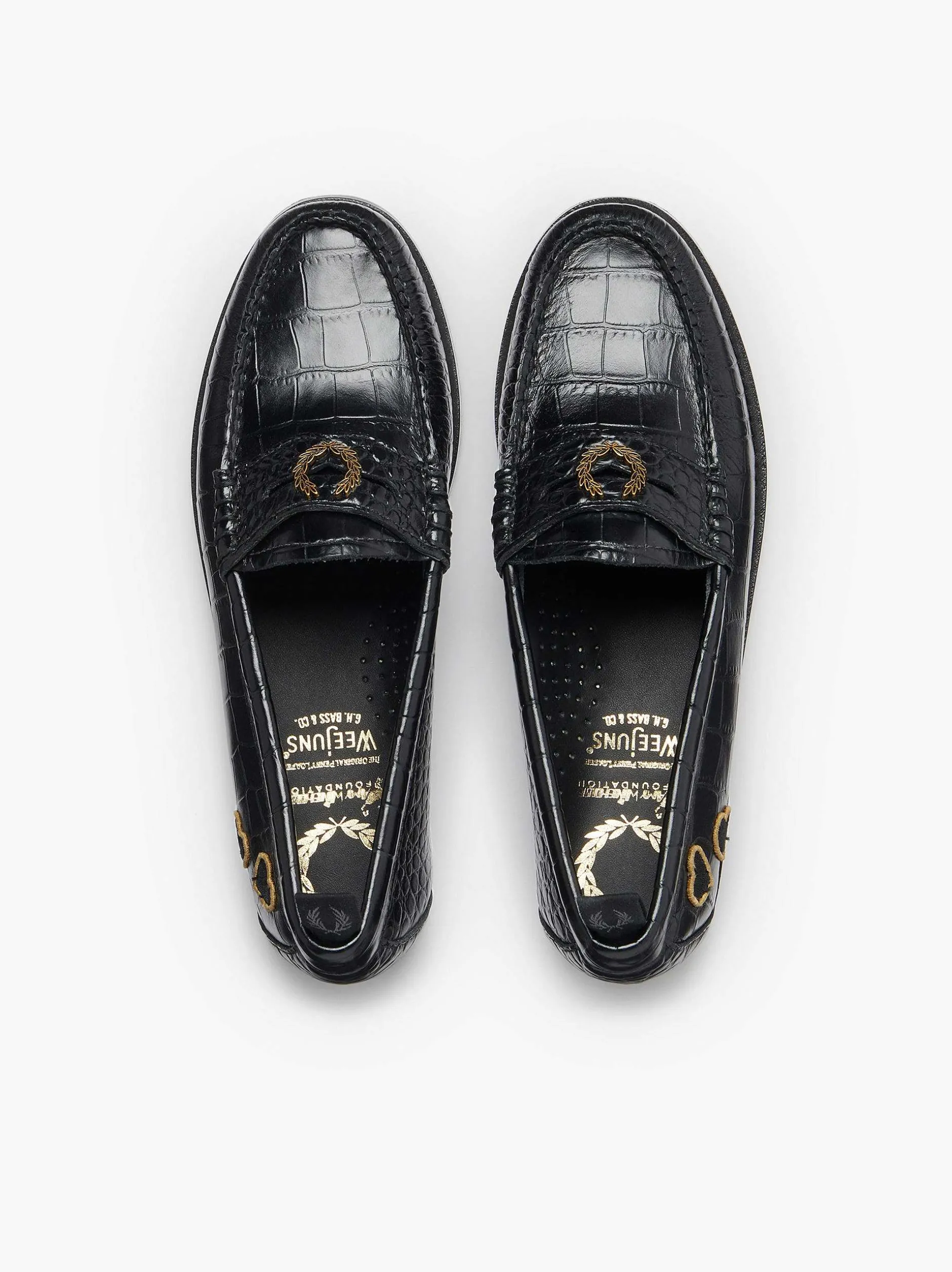 Discount G.H.BASS Fred Perry X Amy Winehouse Weejuns Penny Black