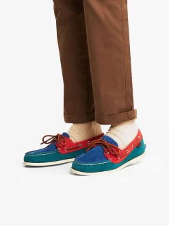 Sale G.H.BASS Jetty Iii 2 Eye Boat Shoes Red & Blue & Green