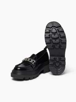 Sale G.H.BASS Platform Lug Chain Loafers Black