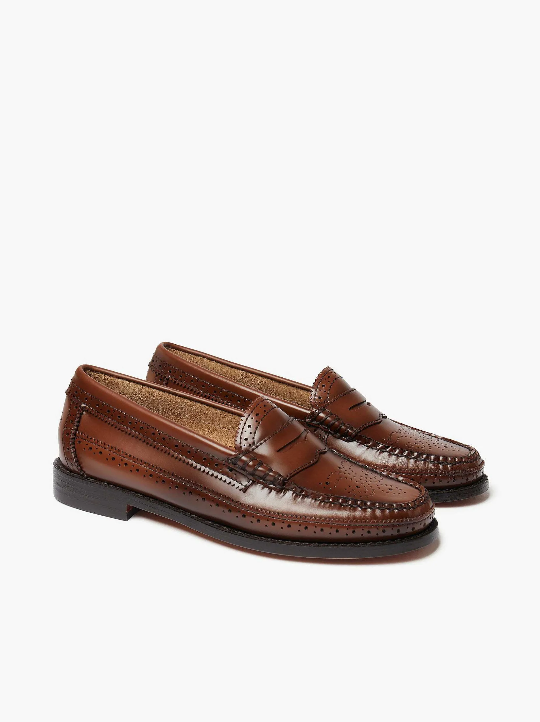 Hot G.H.BASS Weejuns Brogue Penny Loafers Cognac