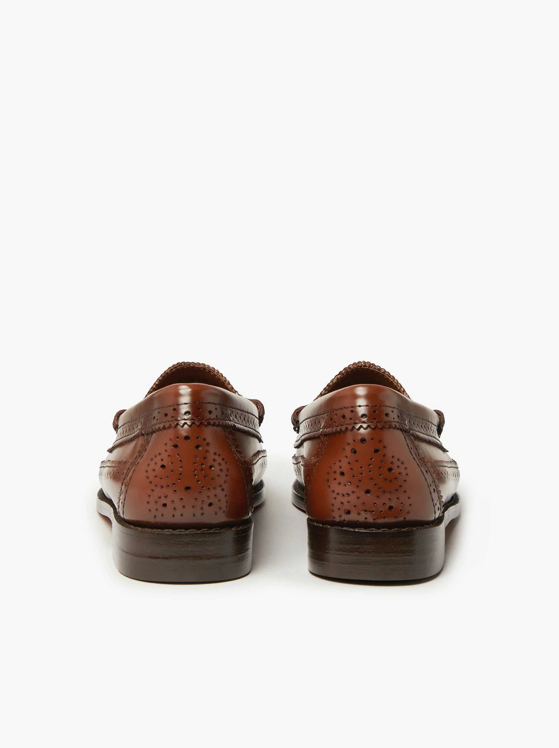 Hot G.H.BASS Weejuns Brogue Penny Loafers Cognac