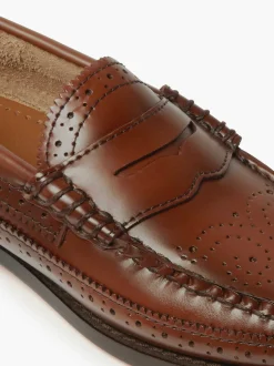 Hot G.H.BASS Weejuns Brogue Penny Loafers Cognac
