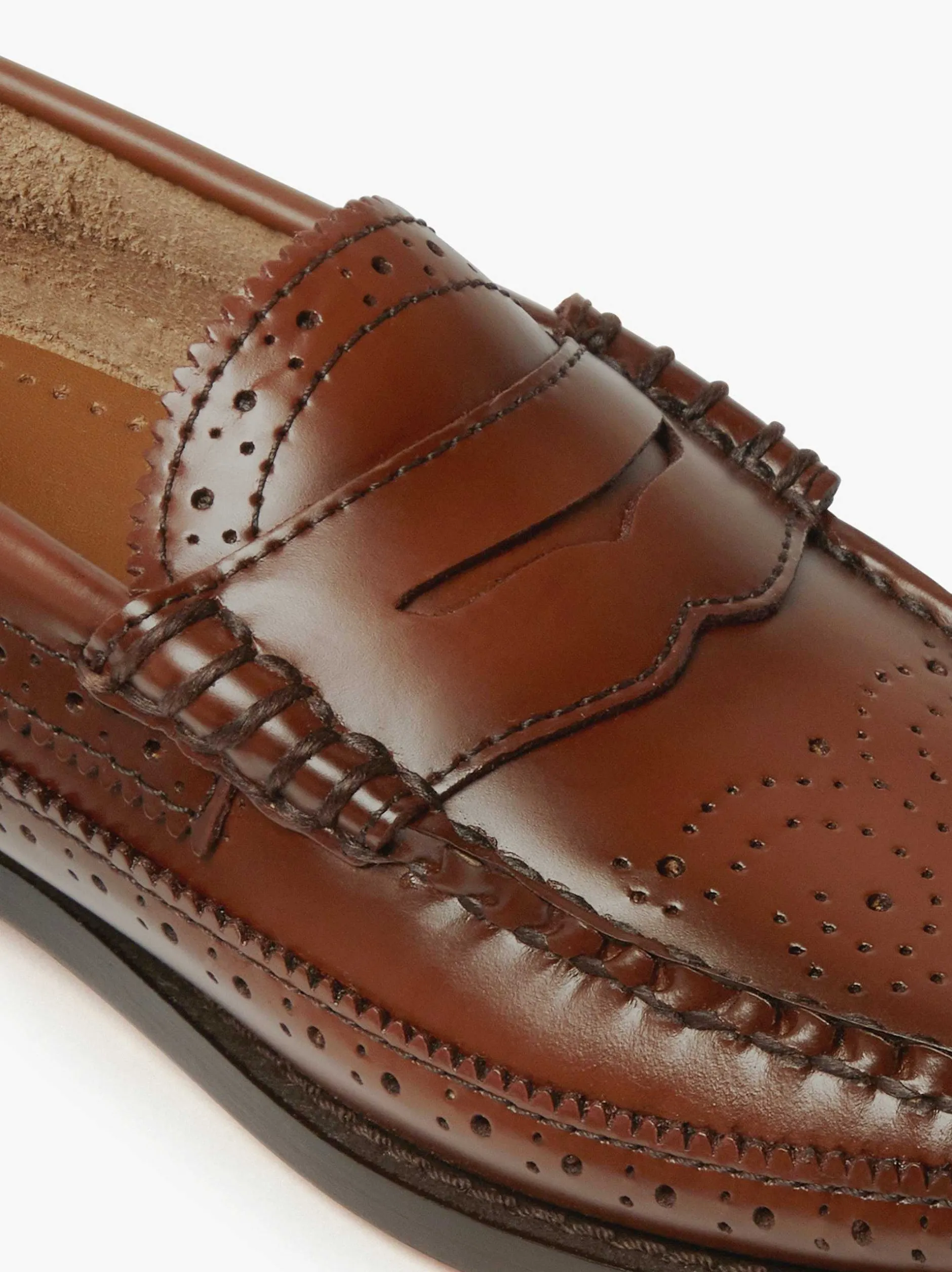 Hot G.H.BASS Weejuns Brogue Penny Loafers Cognac