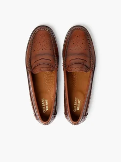 Hot G.H.BASS Weejuns Brogue Penny Loafers Cognac