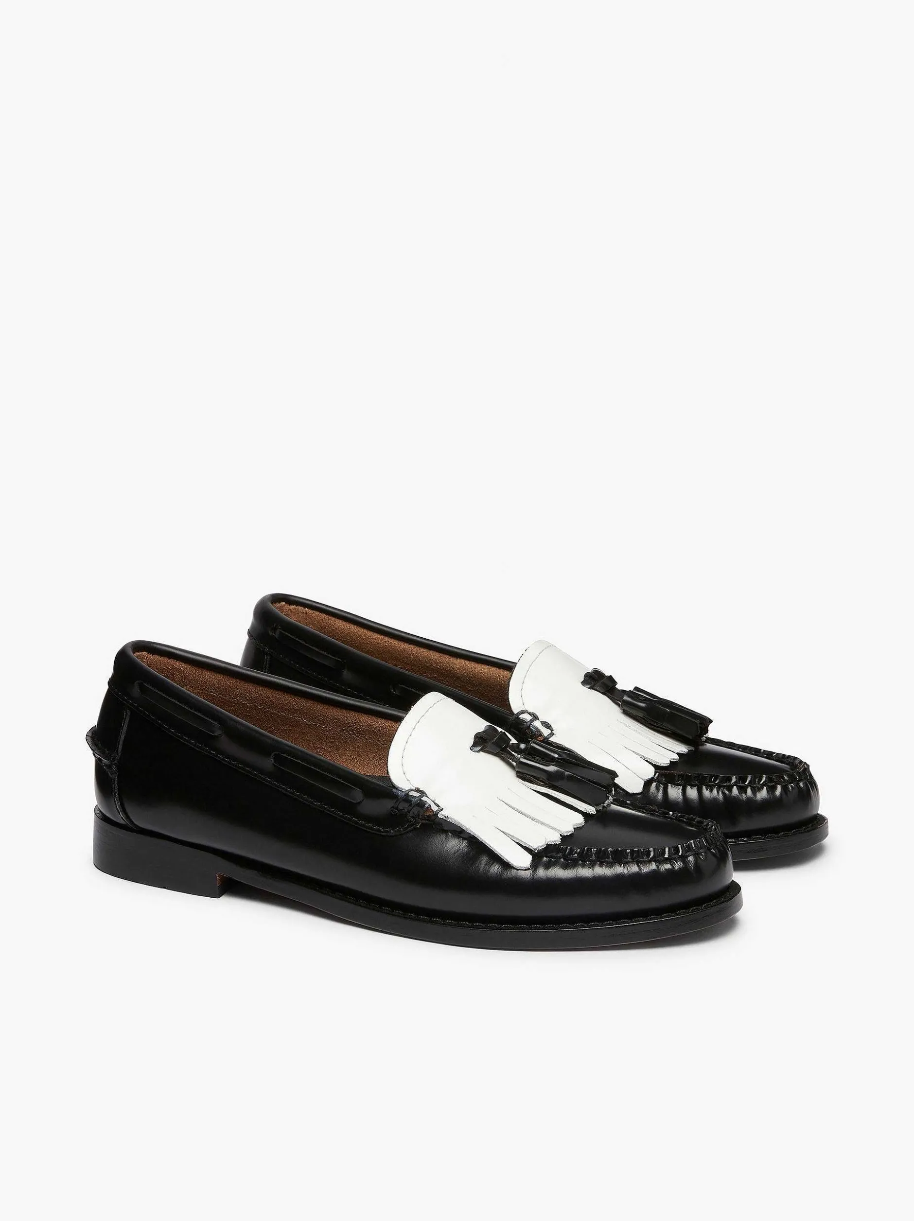 Sale G.H.BASS Weejuns Esther Kiltie Tassel Loafers Black & White
