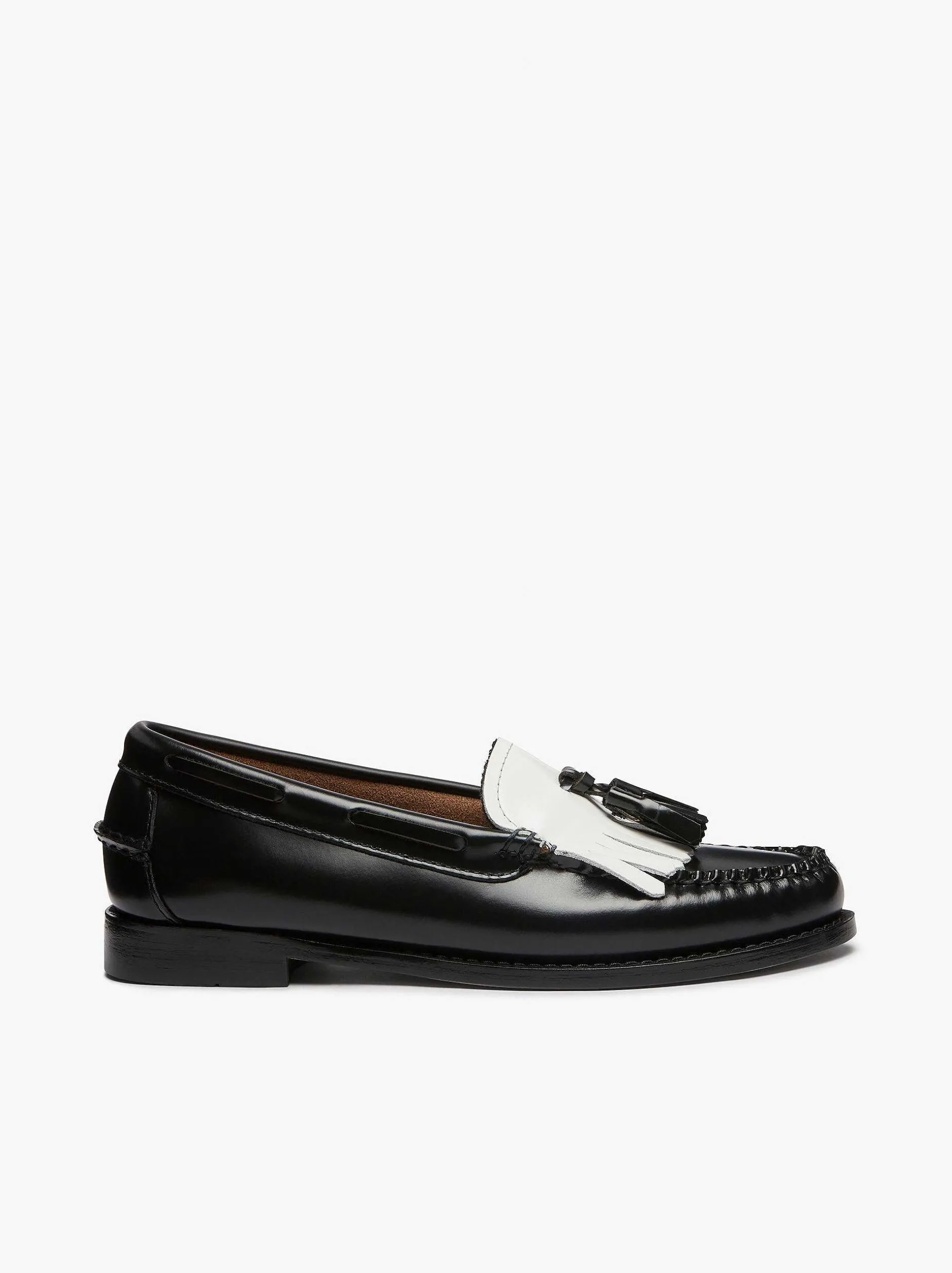 Sale G.H.BASS Weejuns Esther Kiltie Tassel Loafers Black & White