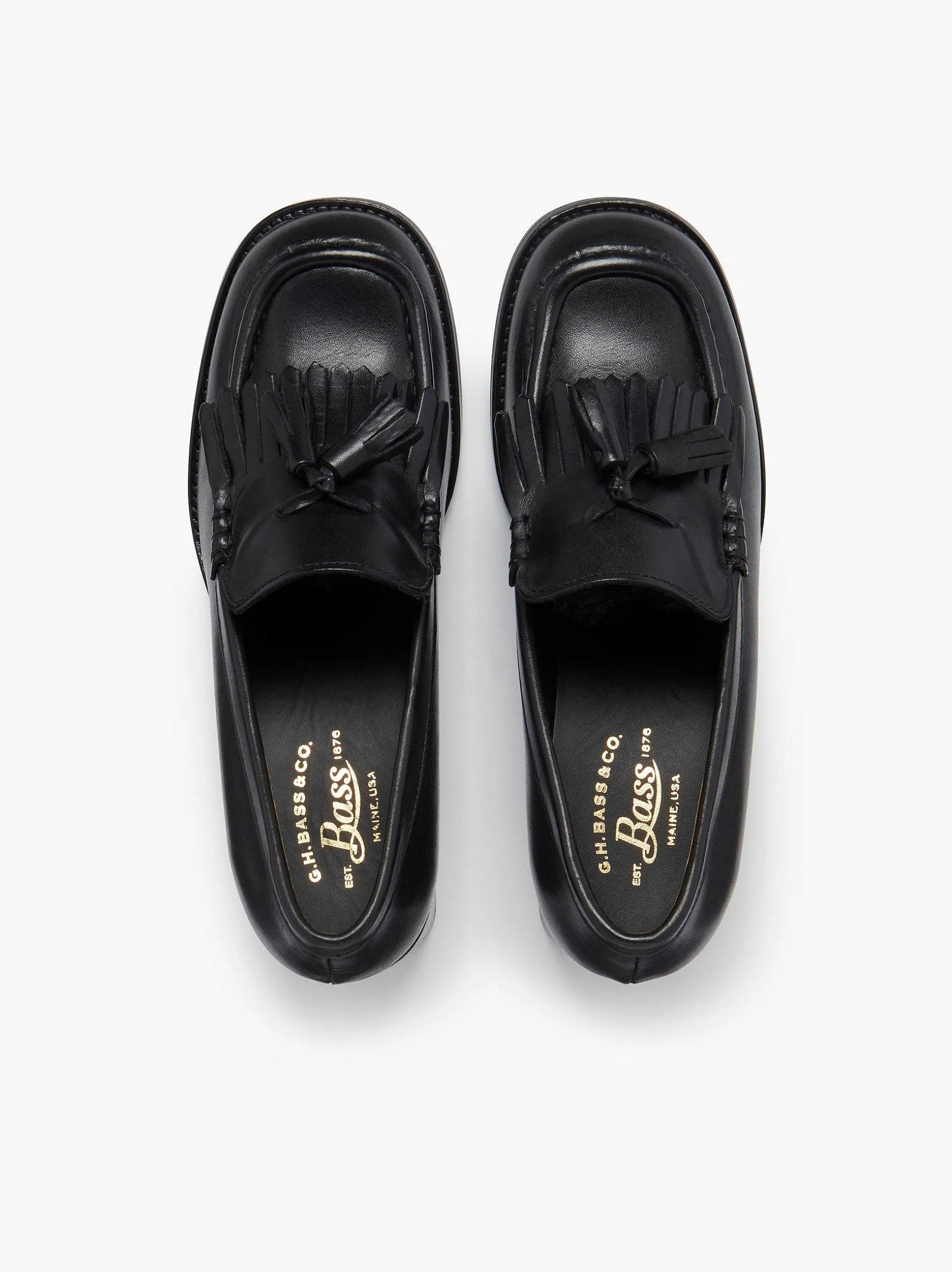 New G.H.BASS Weejuns Kiltie Tassel Heels Black