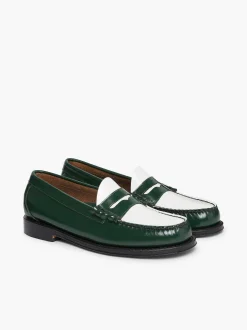 Best G.H.BASS Weejuns Larson Penny Loafers Green & White
