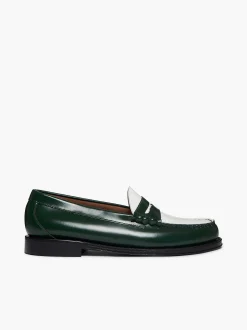 Best G.H.BASS Weejuns Larson Penny Loafers Green & White