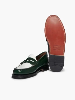 Best G.H.BASS Weejuns Larson Penny Loafers Green & White