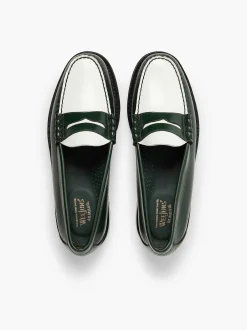 Best G.H.BASS Weejuns Larson Penny Loafers Green & White