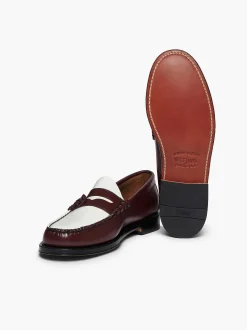 Clearance G.H.BASS Weejuns Larson Penny Loafers Wine & White