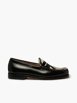 New G.H.BASS Weejuns Larson Penny Loafers Zebra Print & Black