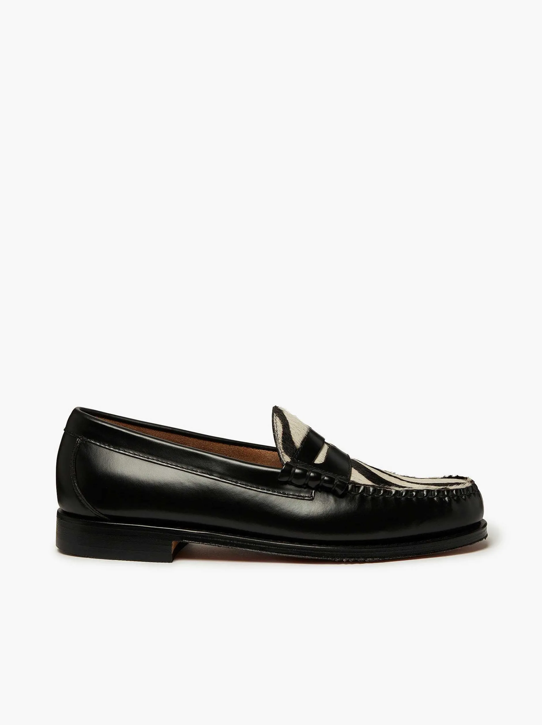 New G.H.BASS Weejuns Larson Penny Loafers Zebra Print & Black
