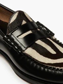 New G.H.BASS Weejuns Larson Penny Loafers Zebra Print & Black
