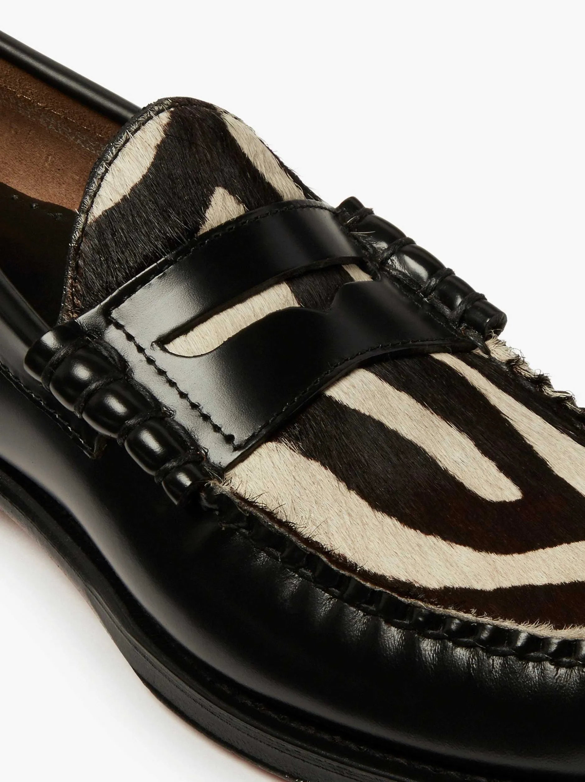 New G.H.BASS Weejuns Larson Penny Loafers Zebra Print & Black