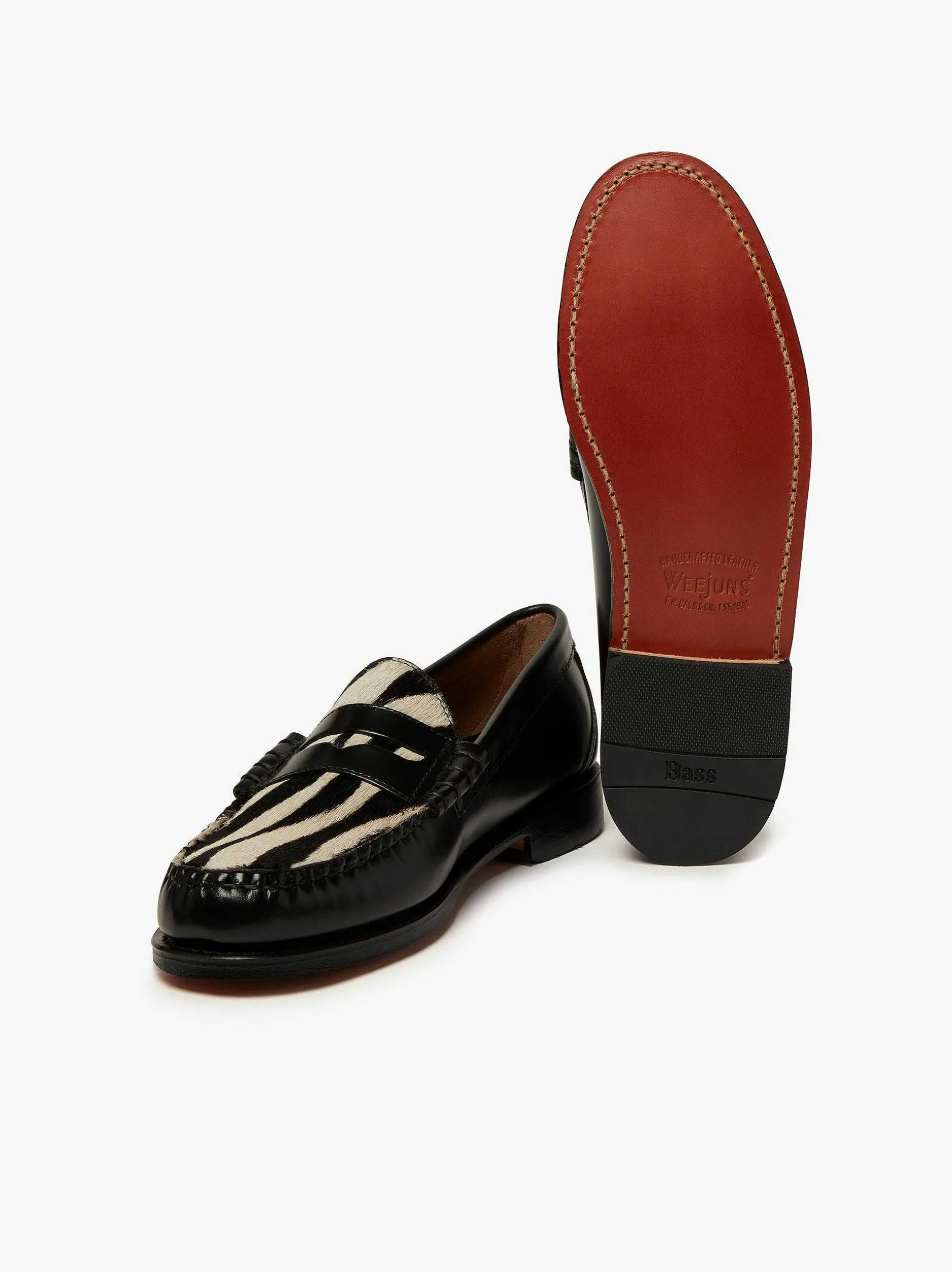 New G.H.BASS Weejuns Larson Penny Loafers Zebra Print & Black