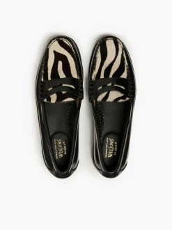 New G.H.BASS Weejuns Larson Penny Loafers Zebra Print & Black