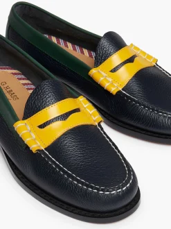 Best G.H.BASS Weejuns Larson Tricolour Penny Loafers Navy Multi