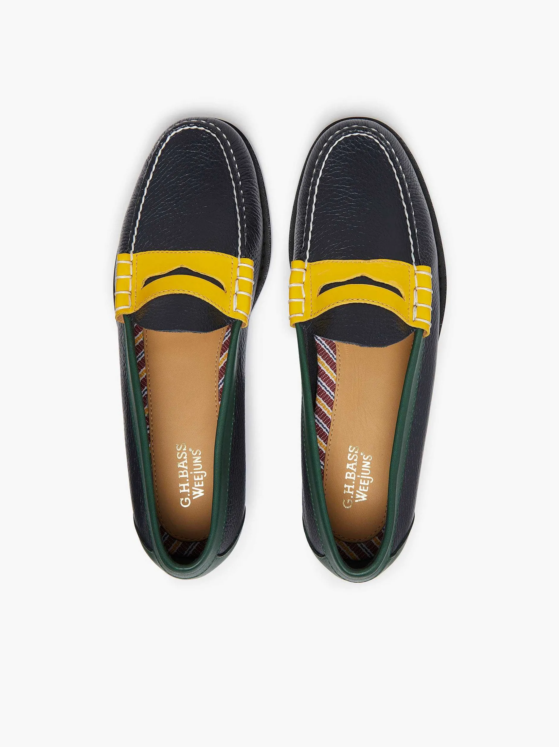 Best G.H.BASS Weejuns Larson Tricolour Penny Loafers Navy Multi