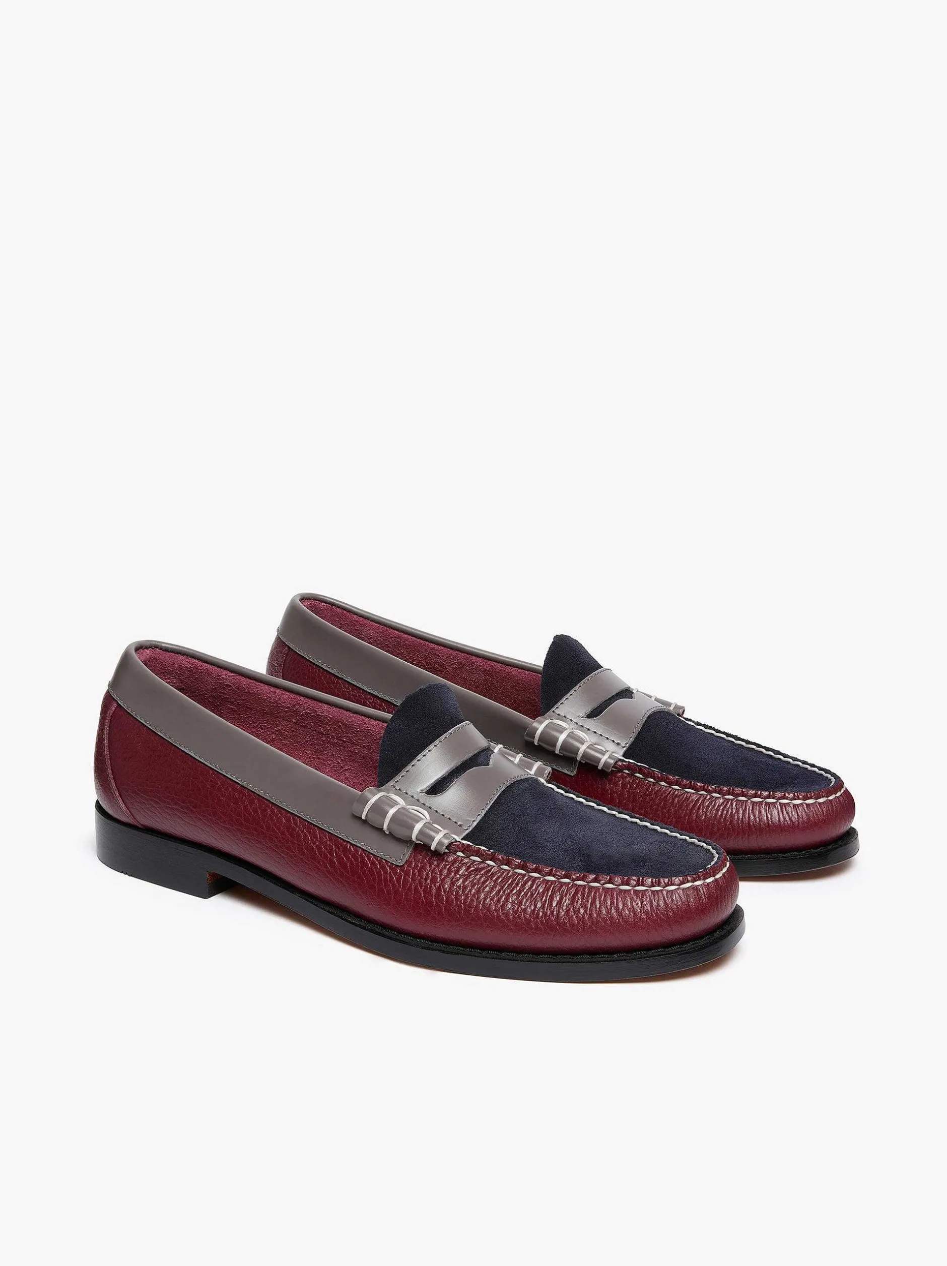 Discount G.H.BASS Weejuns Larson Tricolour Penny Loafers Navy Wine Grey