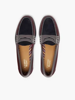 Discount G.H.BASS Weejuns Larson Tricolour Penny Loafers Navy Wine Grey