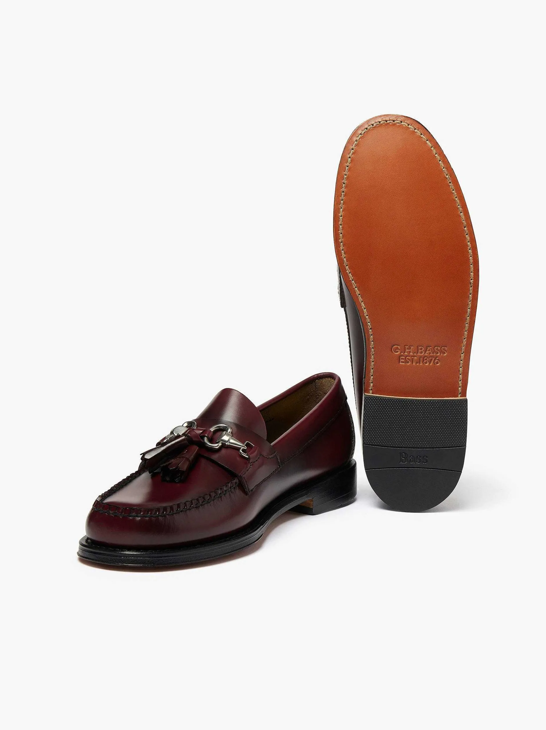 Sale G.H.BASS Weejuns Lincoln Horsebit Tassel Loafers Wine