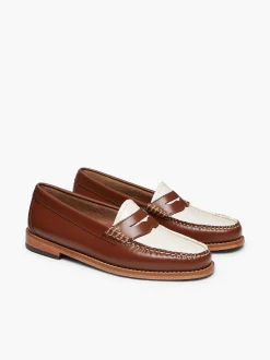 G.H.BASS Weejuns Penny Loafers Cognac & White