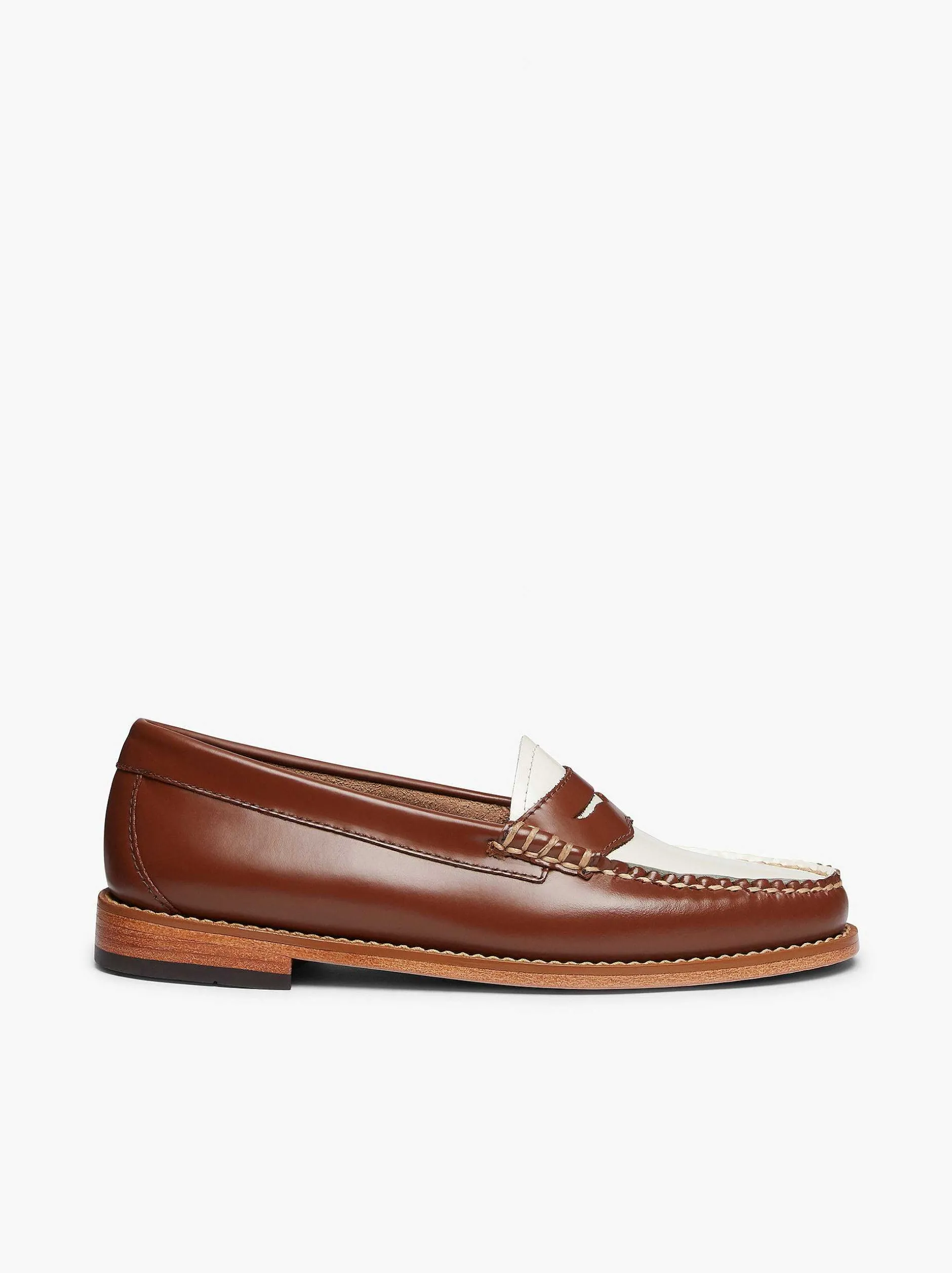 G.H.BASS Weejuns Penny Loafers Cognac & White