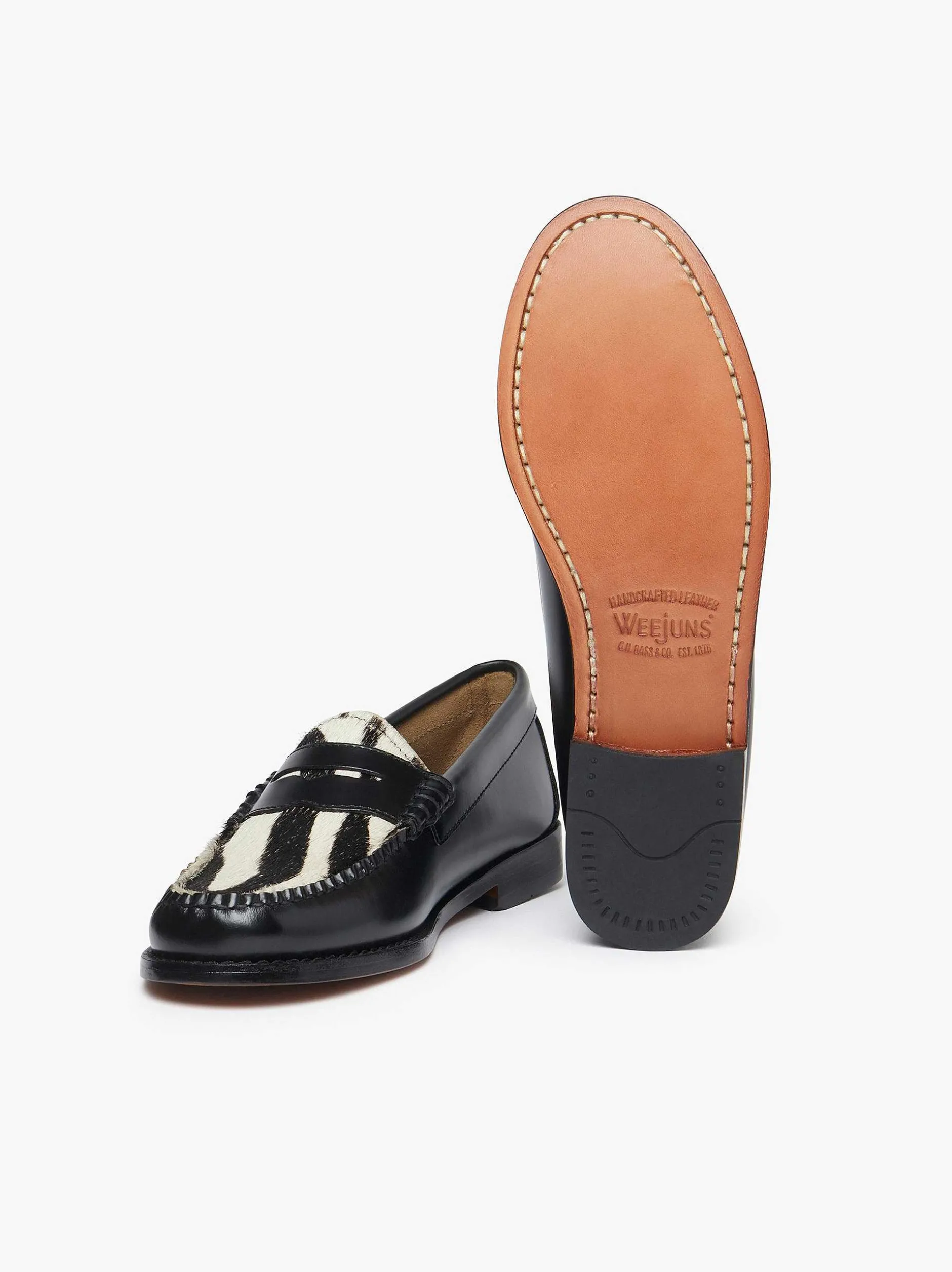Sale G.H.BASS Weejuns Penny Loafers Zebra Print & Black