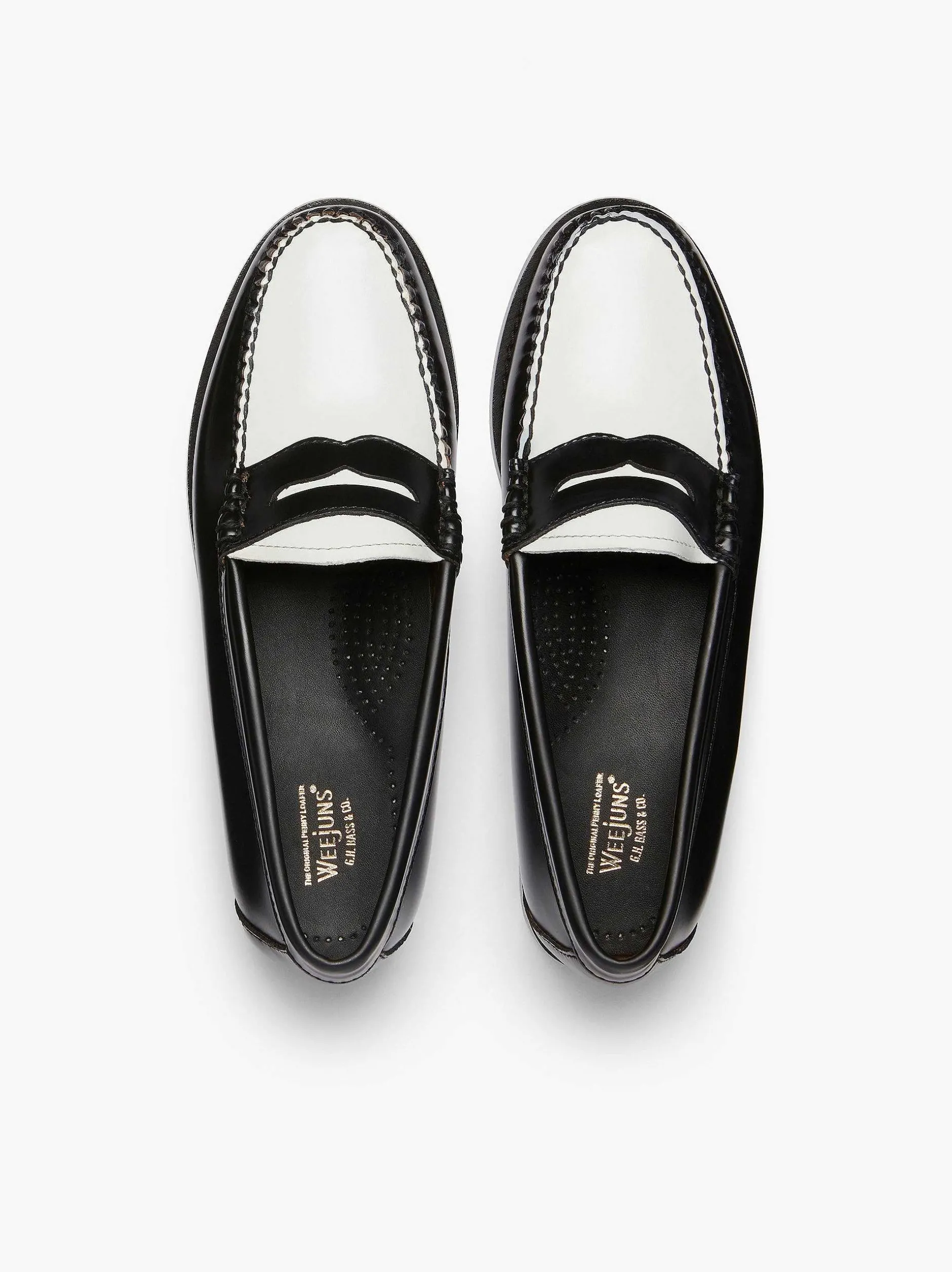Hot G.H.BASS Weejuns Penny Loafers Black & White