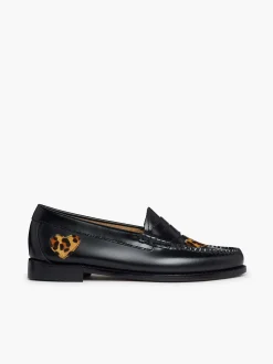 Outlet G.H.BASS Weejuns Penny Love Loafers Leopard Print & Black