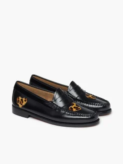 Outlet G.H.BASS Weejuns Penny Love Loafers Leopard Print & Black