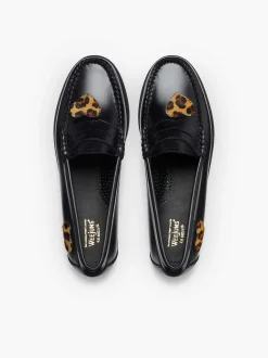 Outlet G.H.BASS Weejuns Penny Love Loafers Leopard Print & Black