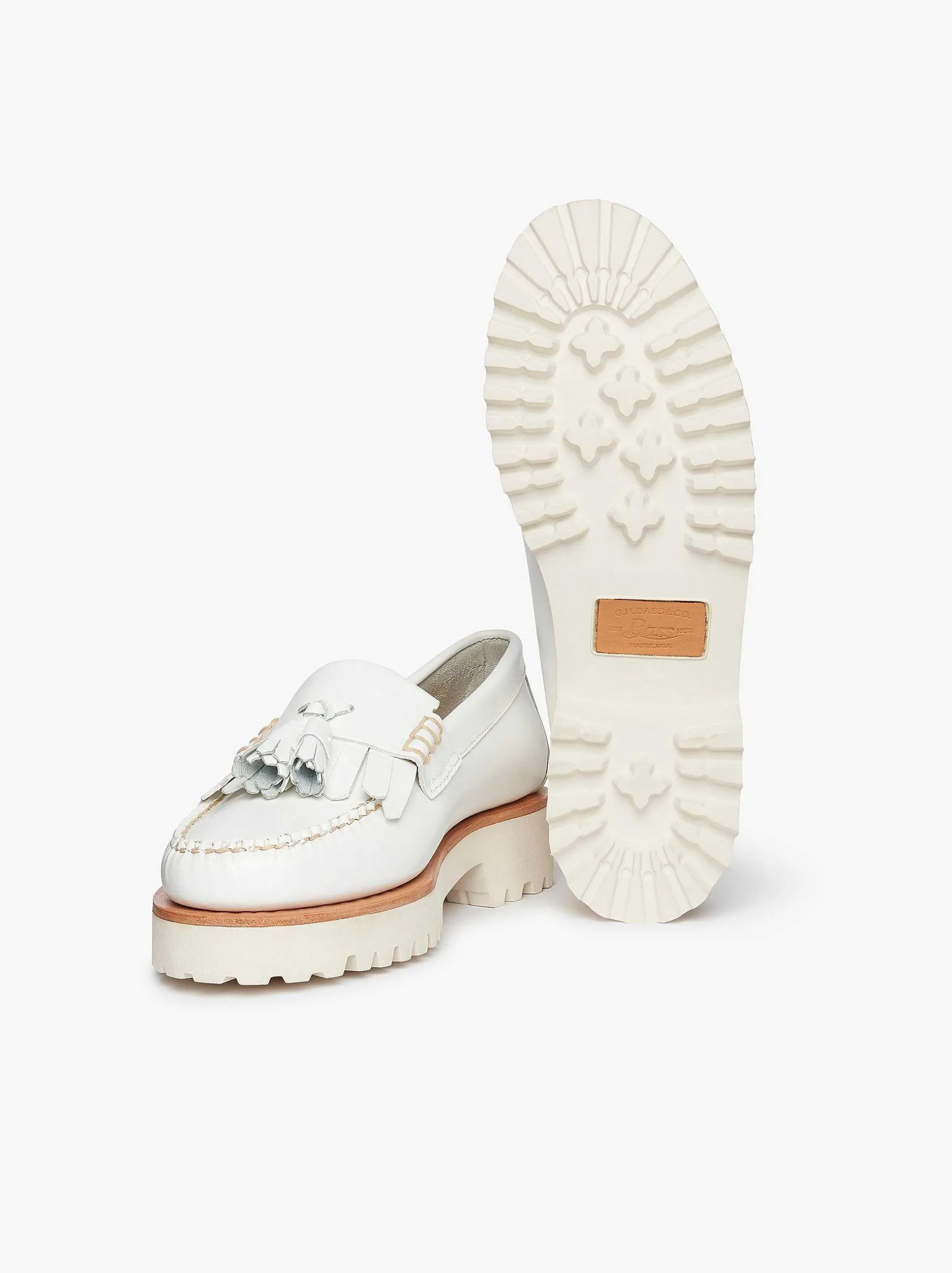 Best G.H.BASS Weejuns 90S Esther Kiltie Tassel Loafers White