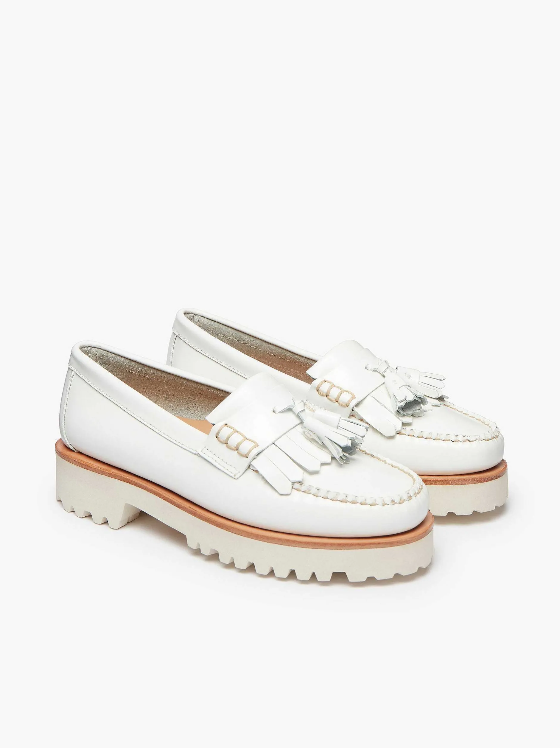 Best G.H.BASS Weejuns 90S Esther Kiltie Tassel Loafers White