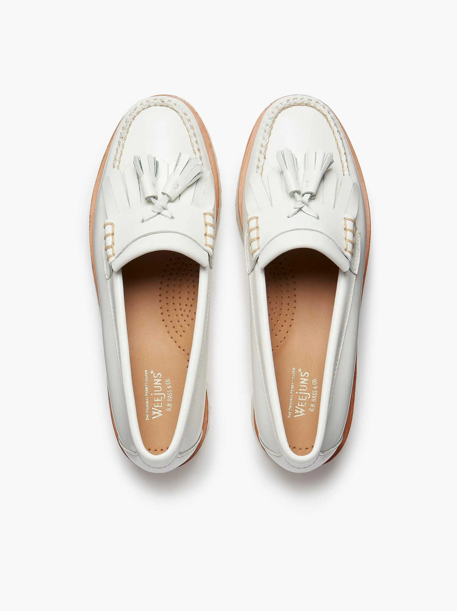 Best G.H.BASS Weejuns 90S Esther Kiltie Tassel Loafers White