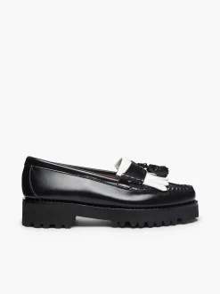 Best G.H.BASS Weejuns 90S Esther Kiltie Tassel Loafers Black & White