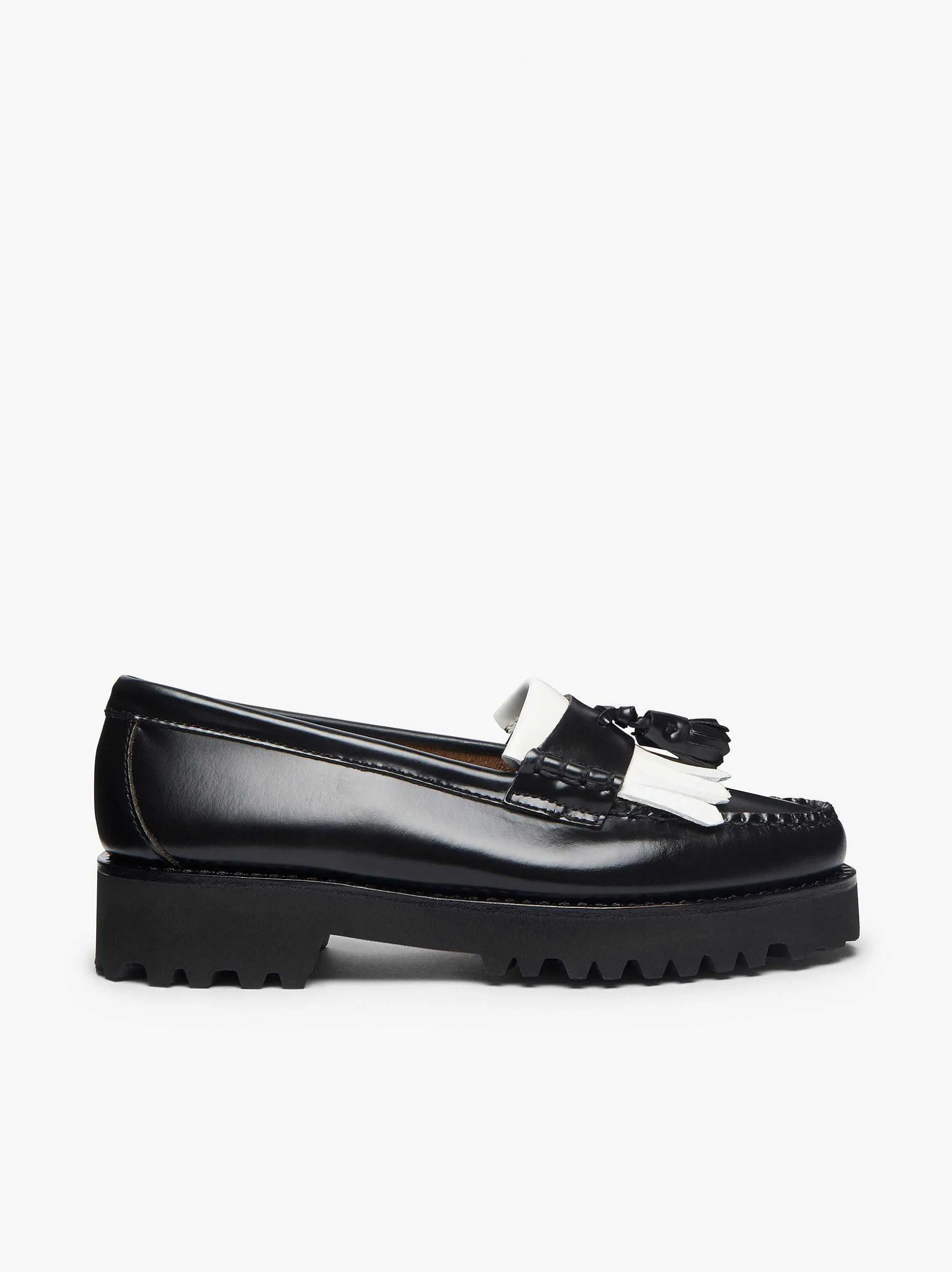 Best G.H.BASS Weejuns 90S Esther Kiltie Tassel Loafers Black & White