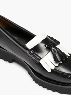 Best G.H.BASS Weejuns 90S Esther Kiltie Tassel Loafers Black & White