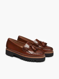 Clearance G.H.BASS Weejuns 90S Esther Kiltie Tassel Loafers Cognac