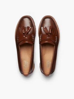 Clearance G.H.BASS Weejuns 90S Esther Kiltie Tassel Loafers Cognac