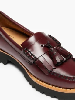 New G.H.BASS Weejuns 90S Esther Kiltie Tassel Loafers Wine