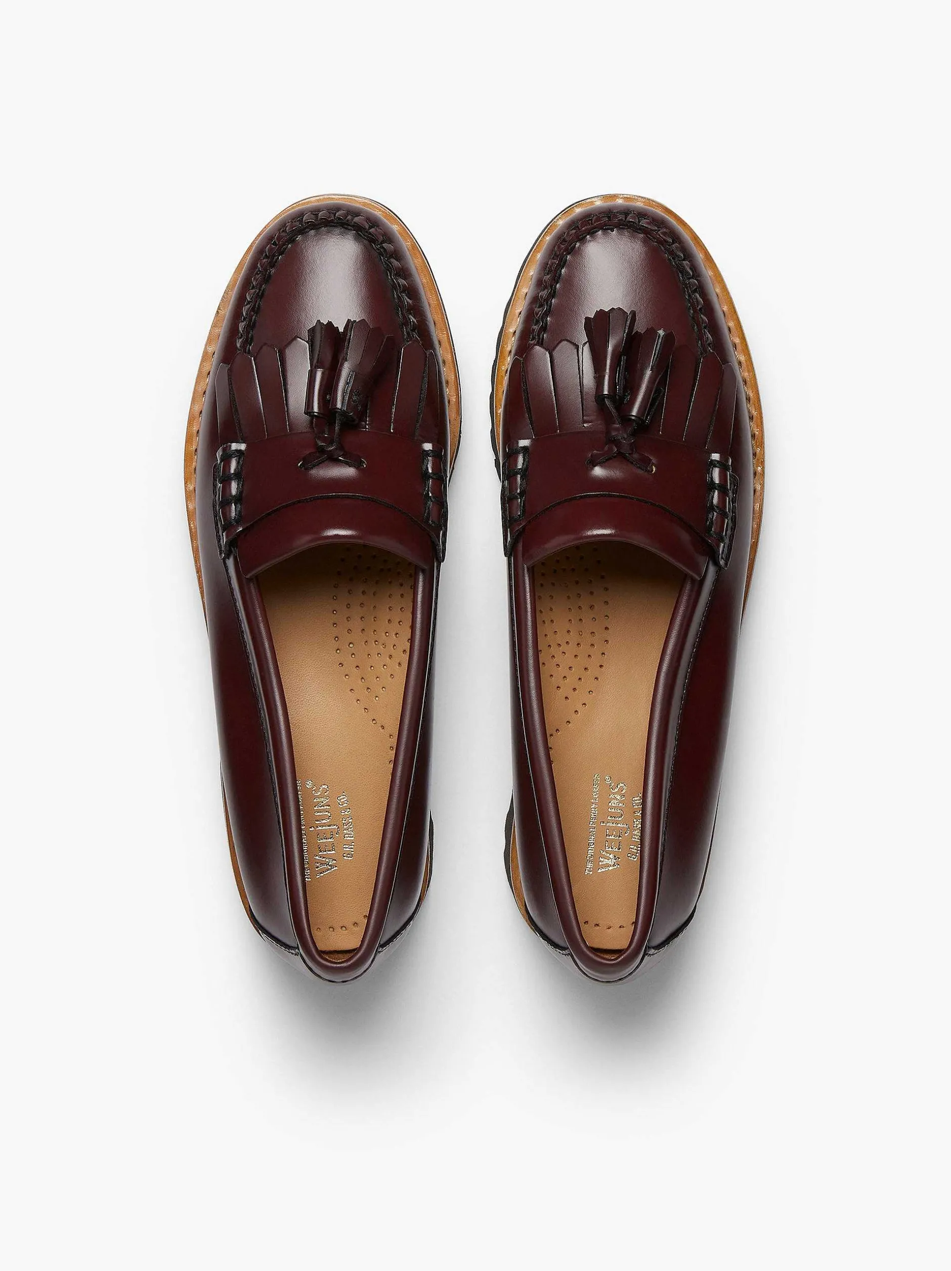 New G.H.BASS Weejuns 90S Esther Kiltie Tassel Loafers Wine