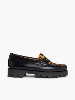 Clearance G.H.BASS Weejuns 90S Penny Loafers Leopard Print & Black
