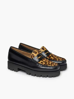 Clearance G.H.BASS Weejuns 90S Penny Loafers Leopard Print & Black
