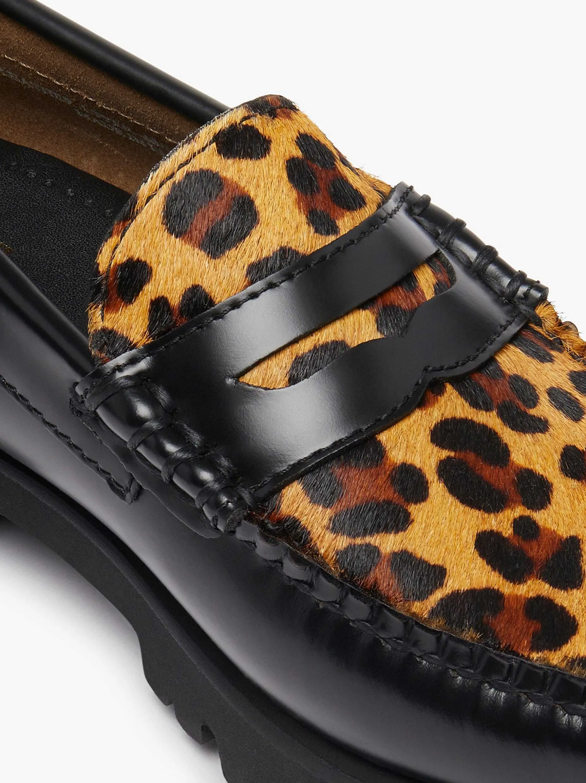 Clearance G.H.BASS Weejuns 90S Penny Loafers Leopard Print & Black