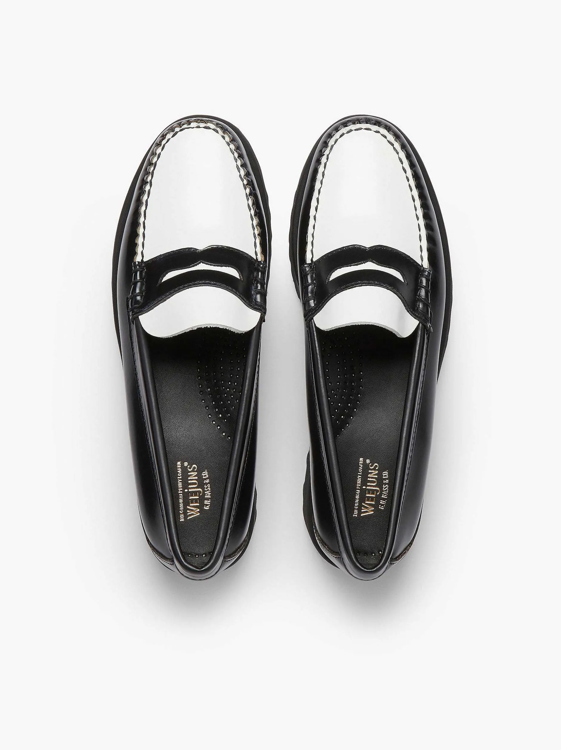 New G.H.BASS Weejuns 90S Penny Loafers Black & White