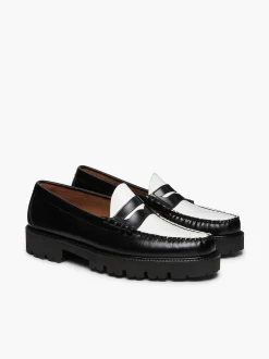 New G.H.BASS Weejuns Super Lug Larson Penny Loafers Black & White