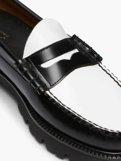 New G.H.BASS Weejuns Super Lug Larson Penny Loafers Black & White